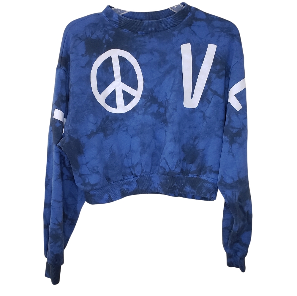 Divided H&M Love Peace Cropped Tie Dye Sweatshirt